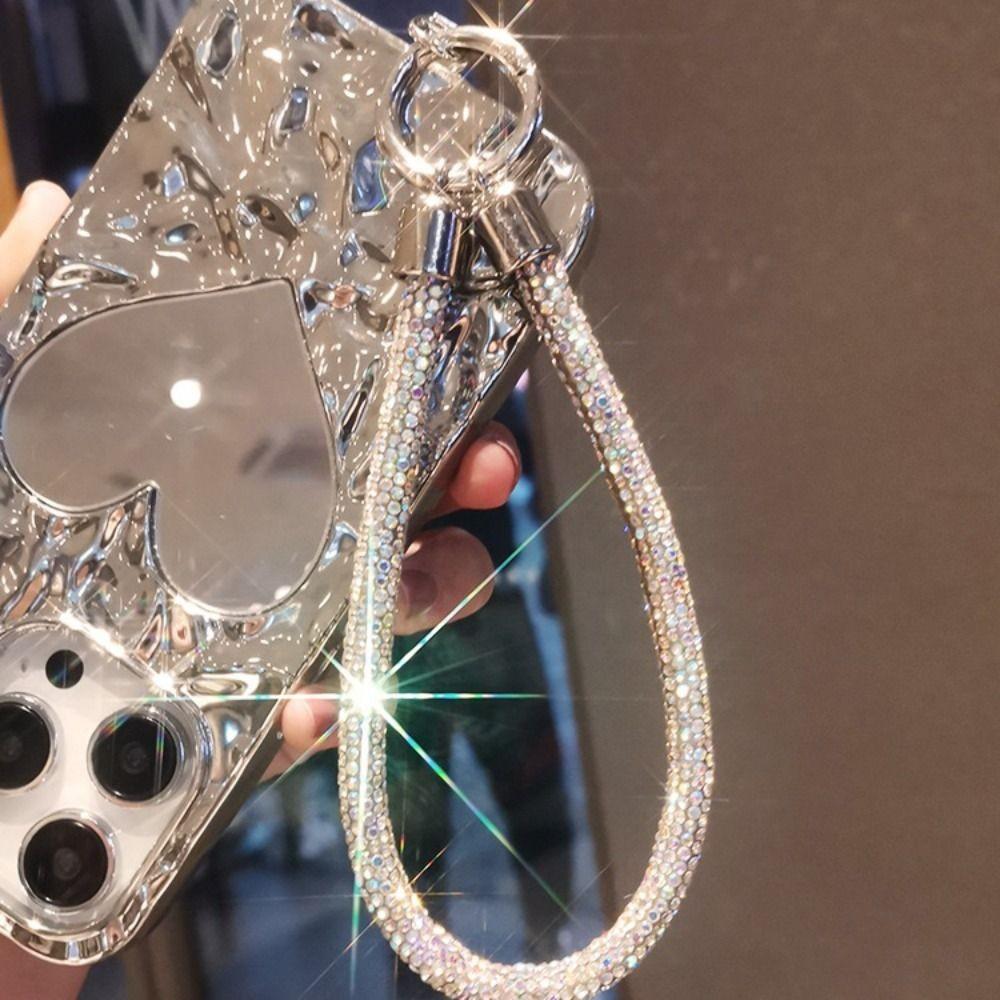 Trendy Glitter Rhinestone Phone Lanyard Bright Bling Bling Diamond Crystal Keychain Anti-lost Wrist Rope Phone Accessories