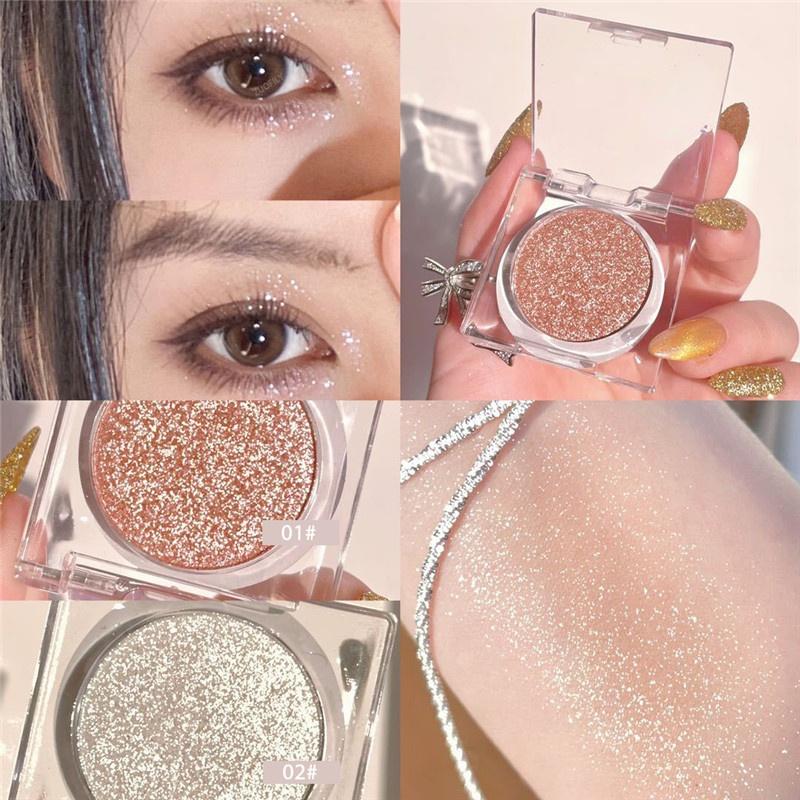 Eyeshadow Tray Fine Shimmer Pearlescent Waterproof Sleeper Silkworm Contouring Eyeshadow Natural Highlight Brightening Long-lasting Set Makeup
