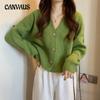 Autumn and Winter Women's Sweater V-neck Knitted Cardigan Loose Solid Color Lazy Wind Long-sleeved Soft Temperament Top