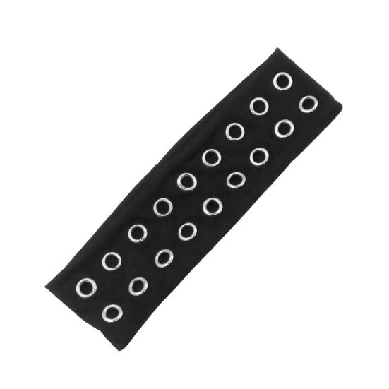 Headband Punk Style Rock Air-eye Decor Hair Band Elastic Fabric Eyelets Punk Headwrap Hair Accessory