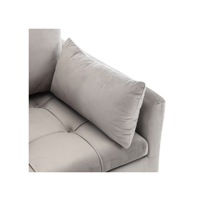 Fauteuil - MUVOE - Moderne - Velours Gris - Espace De Rangement - Coussins Amovibles