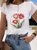 (Asian Size) Short Sleeve T-shirts Clothing Fashion Print  T Female Butterfly Sweet 90s Casual Women's Top Graphic Tee