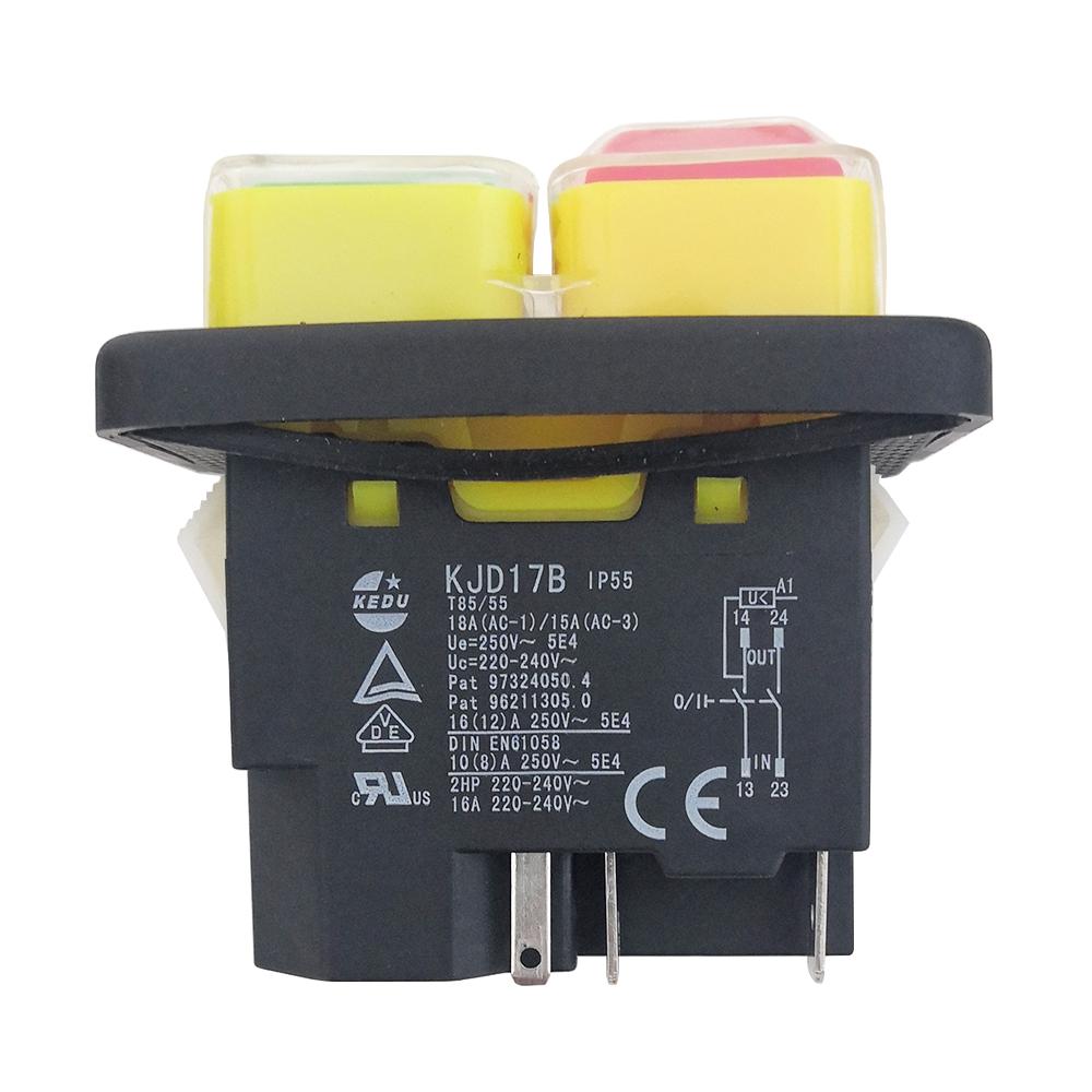 KJD17B KEDU Industrial Electromagnetic Pushbutton Switches for Lathes 2NO 5Pins