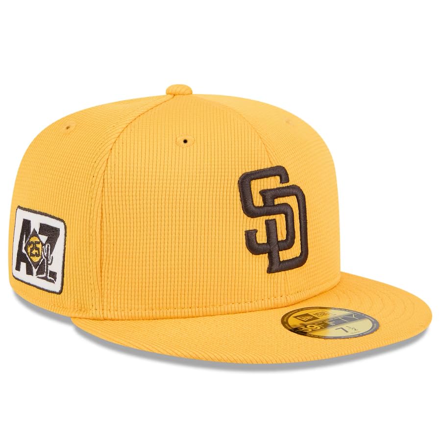 2025 Spring Camp Model Cap Overseas Import 59FIFTY San Diego Padres 2025 MLB SPRING TRAINING BP FITTED CAP GOLD SAN DIEGO PADRES Baseball 5950 Hat