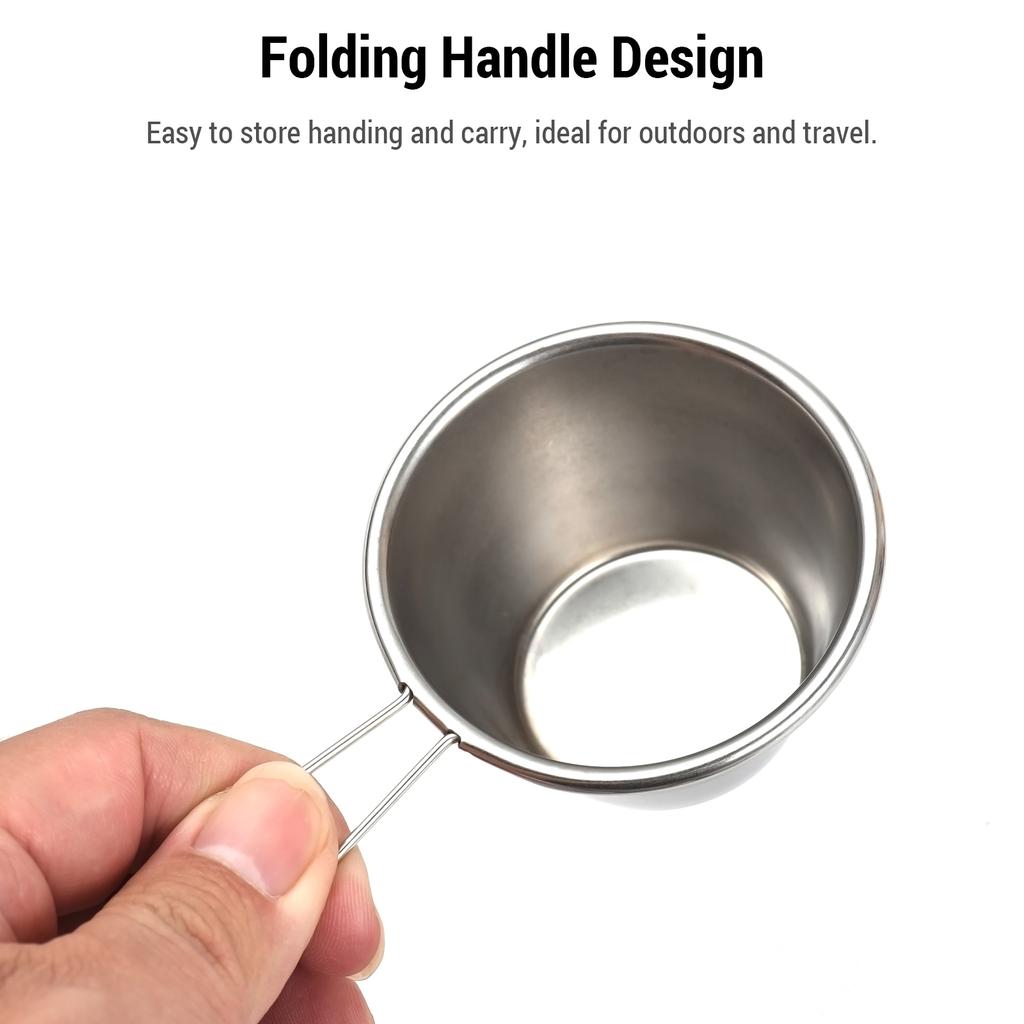 Sierra Cup Tea Coffee Sets of 4 Stainless Steel with Folding Handle 30ml and 70ml Options Perfect