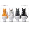 Cat Sit On Figurines Toilet Cat Ornament Kawaii Cat Doll Micro Landscape Fairy Garden Miniature for Kids Cat Toy Home Decoration