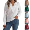 Women's Fashion Casual Solid Color Layered V-Neck Long Sleeve Pullover Top