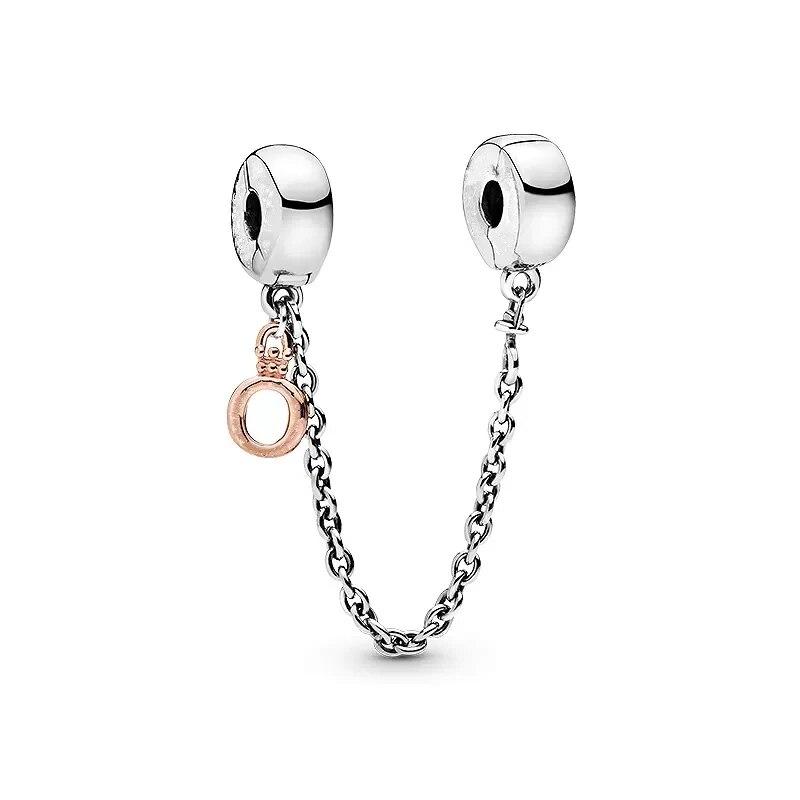925 Sterling Silver Sparkling Pavé Crown O Tree Safety Chain Charm Bead Fit OriginalNew Bracelet DIY Women Jewelry Gift