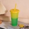 Color Changing Plastic Tumbler with Straw 24oz Reusable Cold Water Cup Leak-Proof Stackable Drinkware for Indoor Outdoor Use