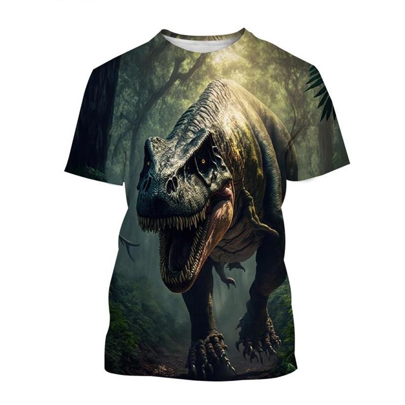 Fashion Animal Dinosaur 3D Printed T-shirt For Men Hot Sale Tyrannosaurus Short-sleeved Round Neck Tee Shirt Casual Street Tops