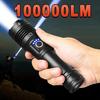 Ultra Bright 100000 Lumens LED Flashlight Rechargeable Handheld Torch High Power LED Flash Light Zoom Portable Lantern 26650