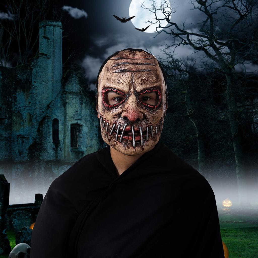 Halloween Party Big Mouth Nail Horror Mask Latex  Festival Soft Simulation Headgear Dress Up