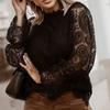 Tops Loose Sexy Hollow Design Long Sleeve Fashion Women Lace Blouses