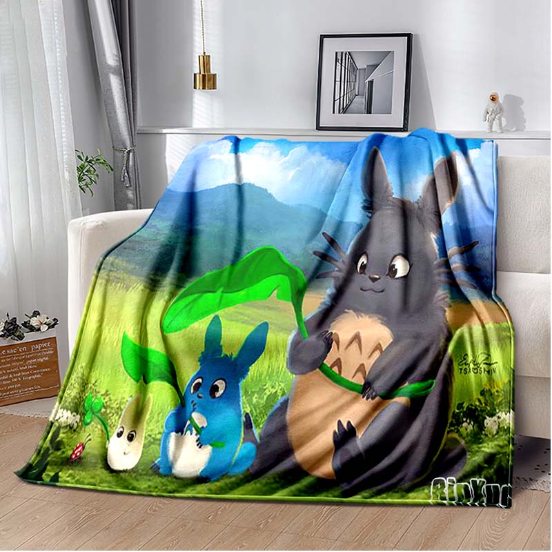 Throw Blanket Totoro Hayao Miyazaki Black Cat Throw Blanket Bedspread Sofa Soft Blanket  Adult/children Blanket Travel Camping