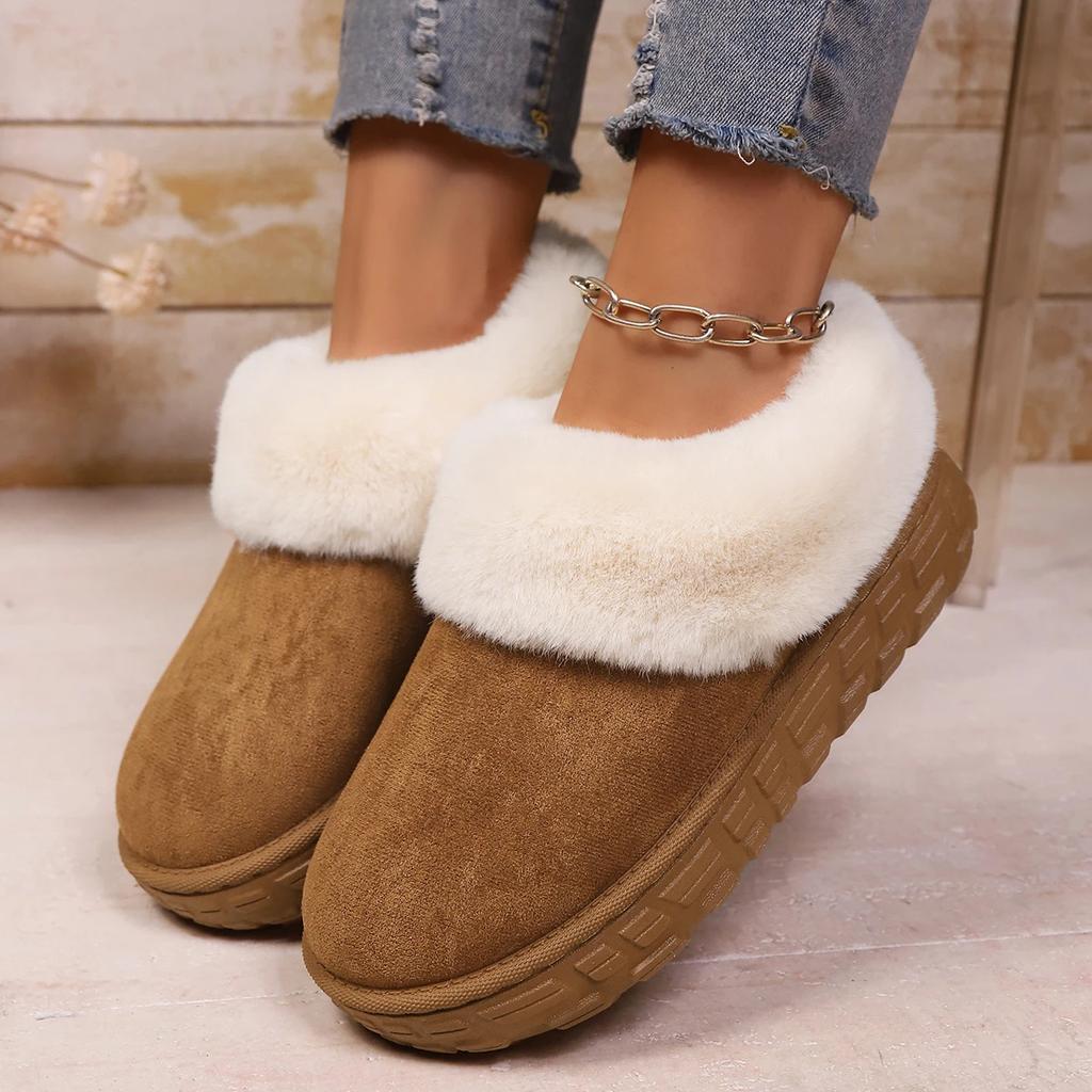 Women Fluffy Plush Slippers Winter Snow Boots Indoor Comfortable Home Shoes Women Comfortable High Quality Boots Women