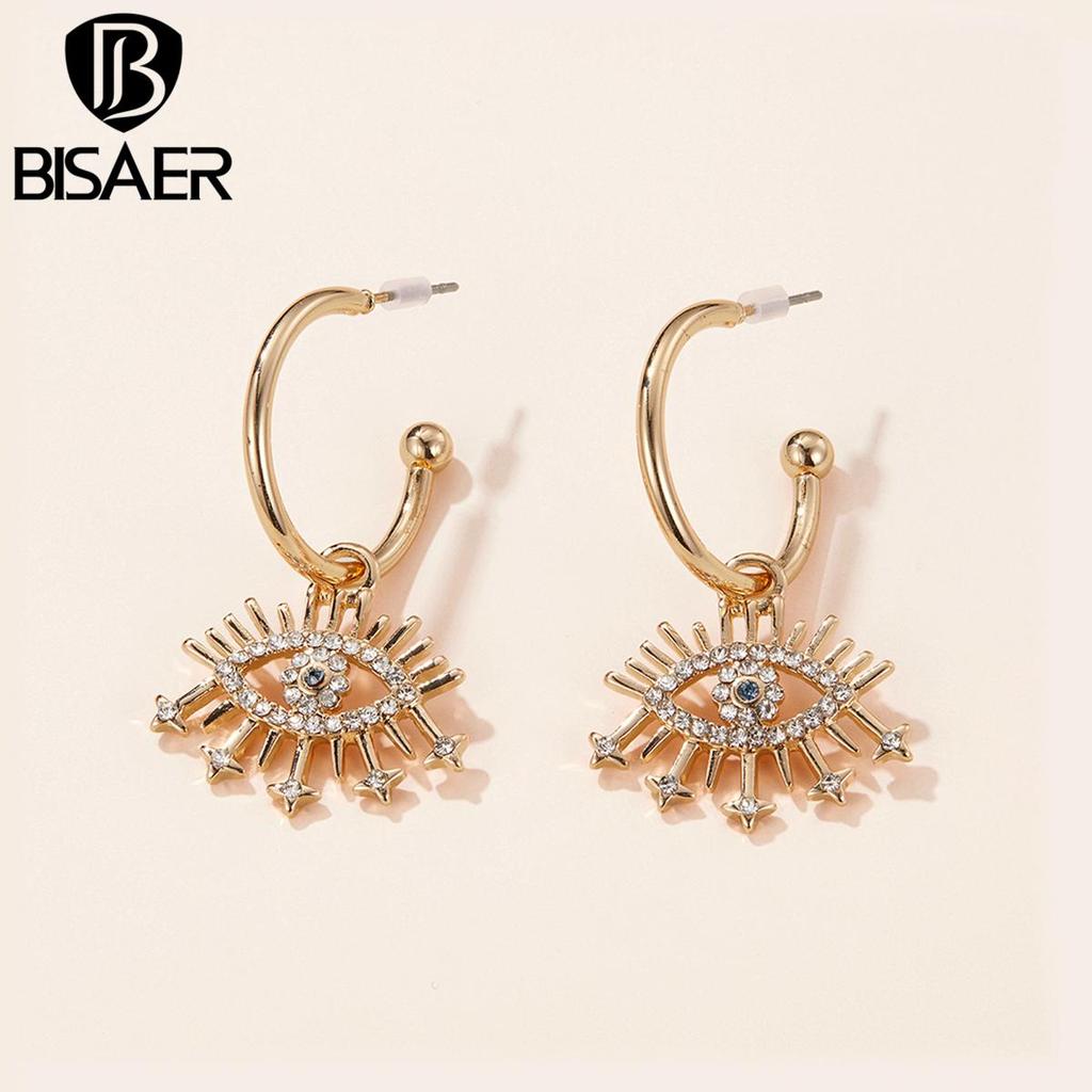Bisaer Exquisite Shining Devil's Eyes Stud Earring for Ladyies High Jewelry