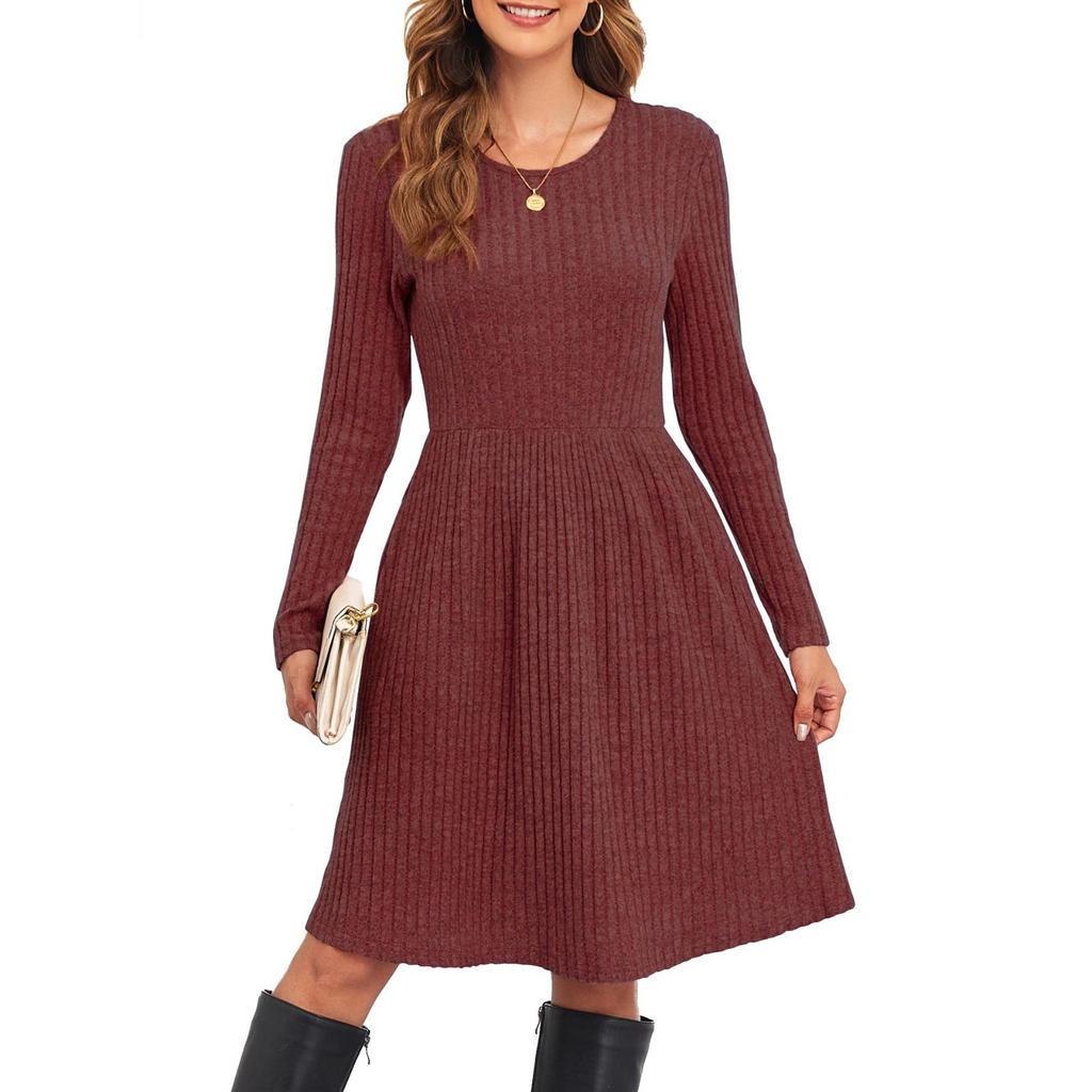 Women's Casual Long-sleeved Loose Solid-color Dress