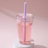Transparent Tritan Straw Tumbler 16oz Colorful Coffee Cup with Lid Cute Leak-Proof Sippy Cup for Iced Coffee Tea Juice Milk