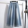2025 Spring Plus Size Jeans Long Pants Women Casual High Waist Elastic Basic Loose Wide Leg Pants