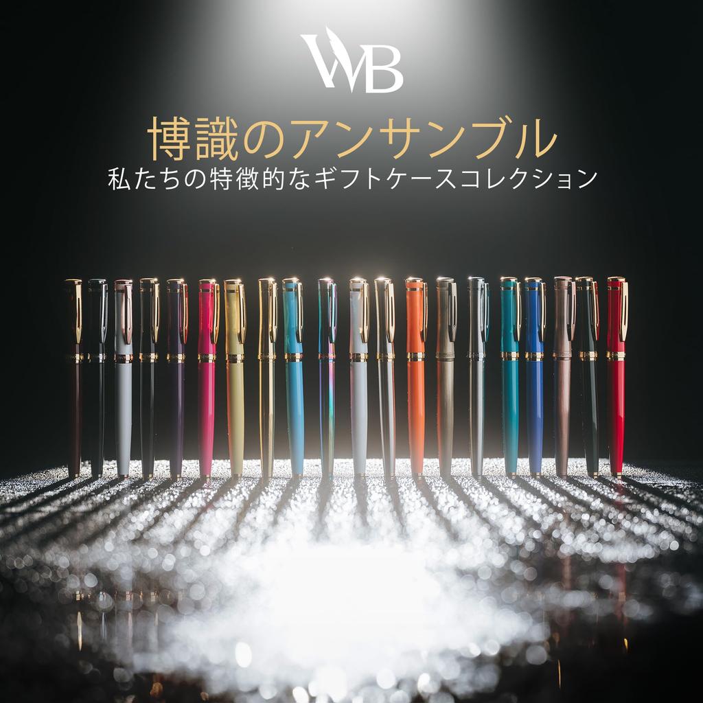 Wordsworth Black Fountain Pen 18K Ink Ink Refill Gift Box Chrome Ideal for Men and Women & Set, Gold-Plated Extra-Fine Nib, 24-Pack Cartridges,