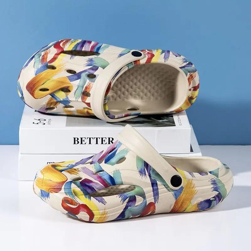 Outdoor Slippers For Men Slip-resistant Beach Sandals Man Comfortable Cheap Korean Style Casual 2024 Style Elegant Eva Shoes