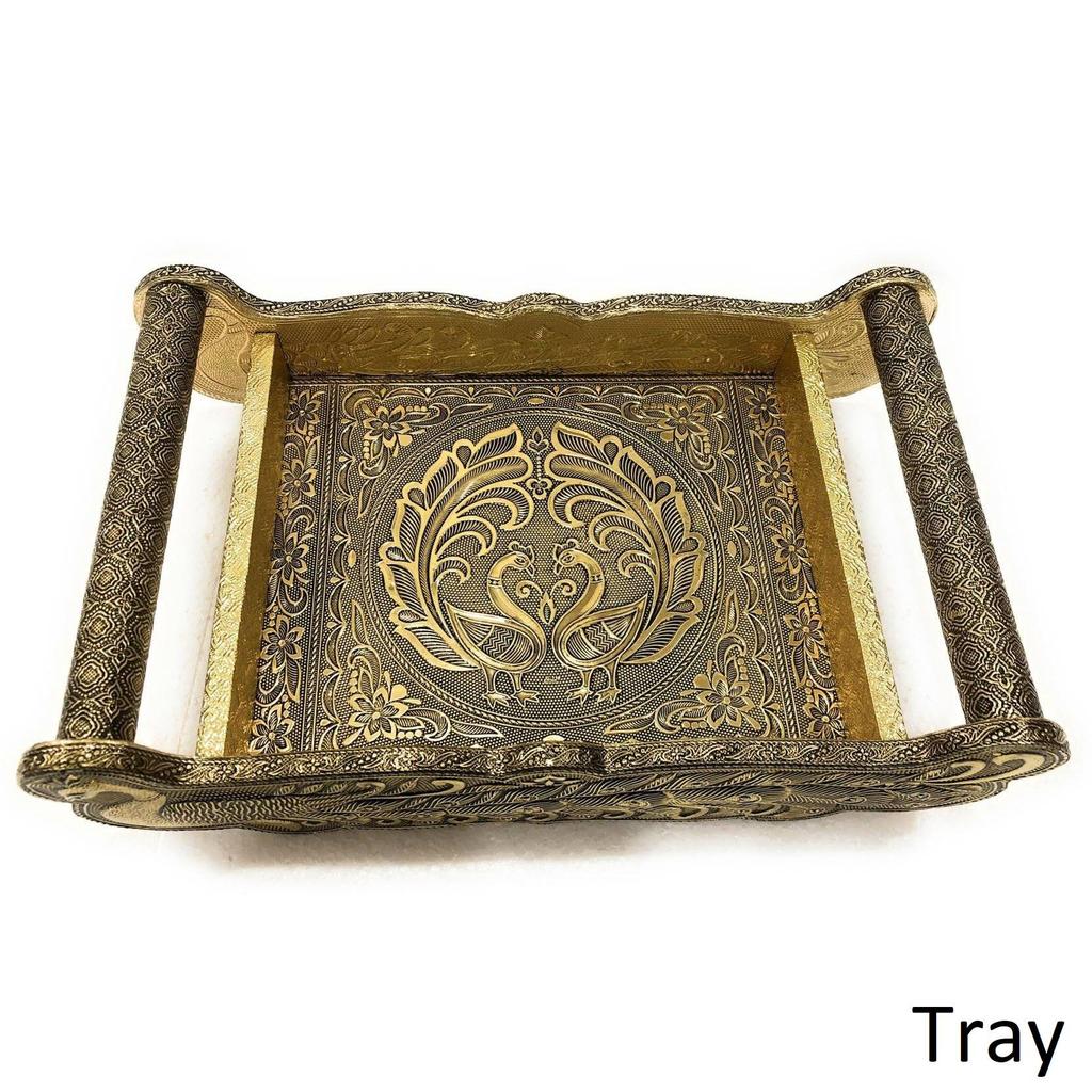 Serving Tray Dish Decorative Tray Handicraft Plate Wooden Handle With Tray Return Gift Tray