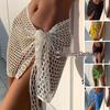 Sun Protection Hollow Solid Color Tie-Up Sexy Short Skirt – Beach Wrap Gauze Design