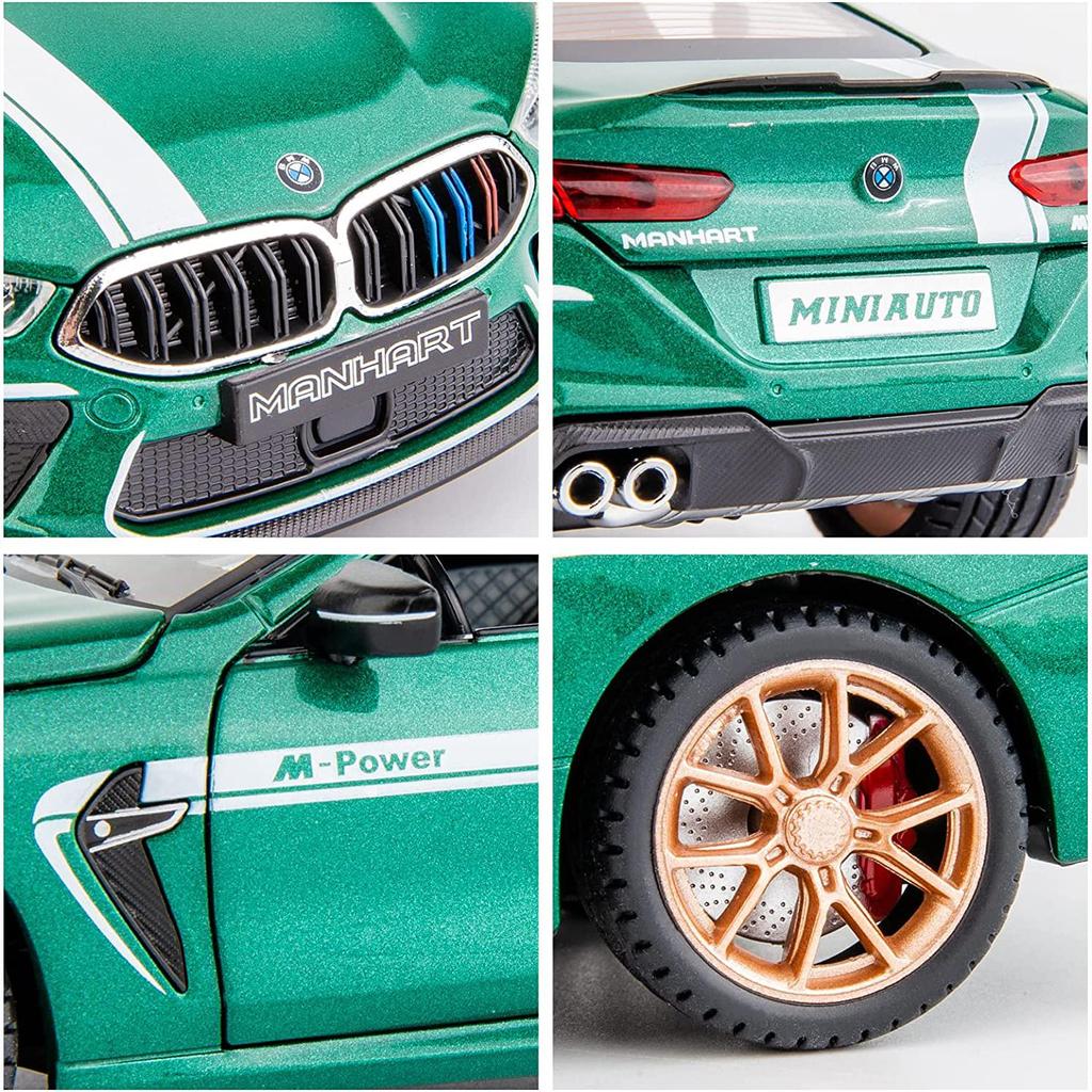 1:24 Scale M8 Model Car, Zinc Alloy Pull Back Toy Car with Sound and Light for Kids Boy Girl