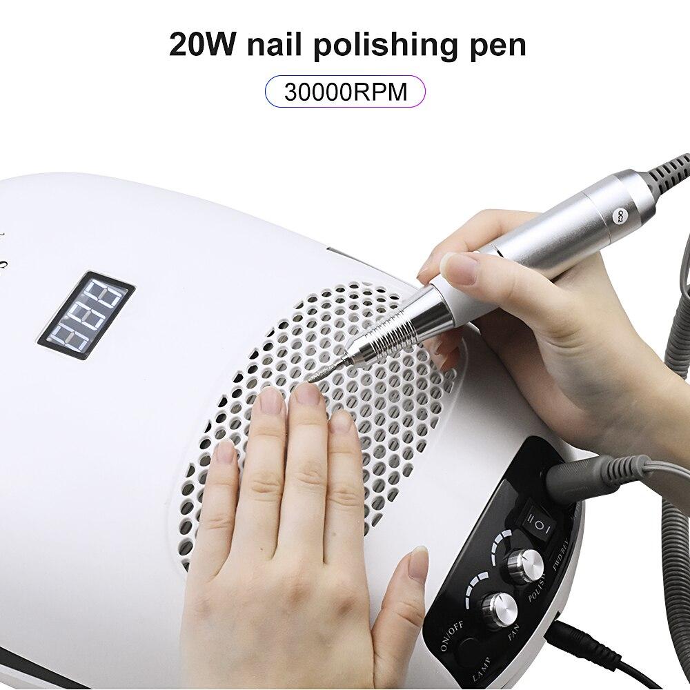 140W Manicure Machine with 30000Rpm Nail Drill Machine 80W Nail Lamp and 40W Vacuum Cleaner for Manicure Pedicure