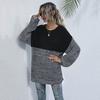 Autumn Women's Sweater Clashing Color Round Neck Inner Long Sleeve Knitted Sweater Medium Long Top