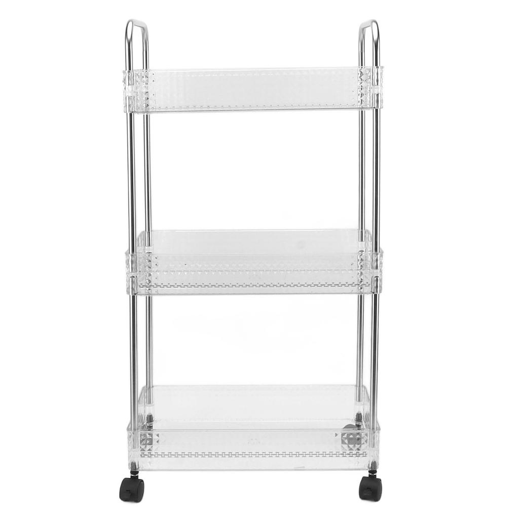 Kitchen Storage Rack Multifunctional 3 Tier Mobile Storage Cart for Bathroom Laundry Room Narrow Places