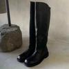 Skinny Big Tube Circumference Tall Knight Boots Women's Thick Heel Leather Knee-high Boots Super Soft Long Women's Boots