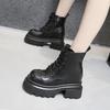 Thick-soled Martin Boots for Women's 2025 Autumn and Winter New Small Inner Height-increasing Short Boots Versatile Warm Thick Heel Medium Boots