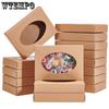WTEMPO 20PCS Oval Transparent Window Kraft Paper Handmade Soap Paper Boxes Folding Trinket Packaging Boxes Pastry Gift Boxes