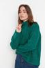Women's Elegance Style Sweater Green Soft Textured Zipper Knitwear Sweater