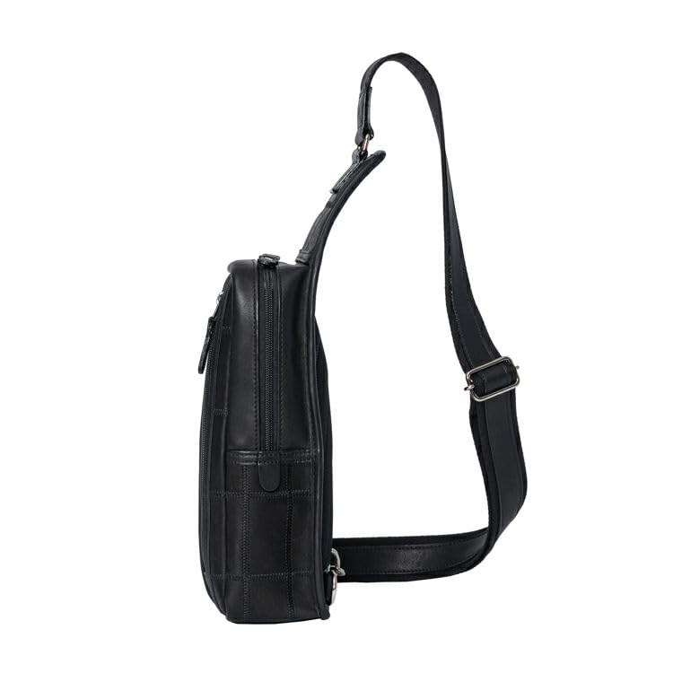 Official Baseball Glove Body Bag Sacoche Genuine Leather Shoulder Bag Small Crossbody Bag DPC270 Black [Tryon] Manufacturer's Men's