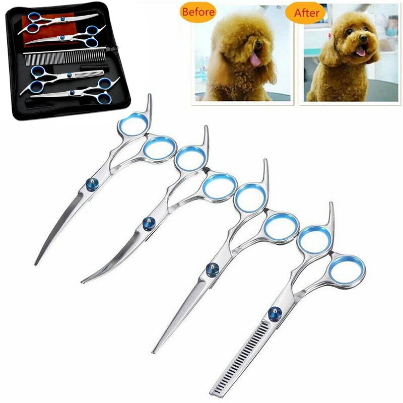 6" Professional Pet Scissors Pet Dog Grooming Kits Curved Shears Set Scissors