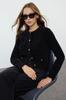 Women's Elegance Style Cardigan Black Premium Yarn Special Yarn Pocket Detailed Knitwear Cardigan