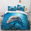 Пододеяльник Dolphin Ocean King Queen, милый комплект постельного белья с 3D изображением морских животных для детей, подростков, взрослых, косяк рыб, синий, 2/3 шт., пододеяльник