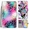 Fashion Painted Pattern Cover Lanyard Flip Leather Case For iPhone Samsung Huawei Honor Xiaomi Redmi OPPO Realme Moto Asus