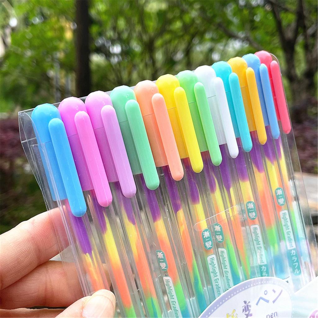 6/12x Rainbow Gel Pen Colorful Rainbow Pen Rainbow Ballpoint Pen Neons Gel Pen for Writing Drawing Journaling Sketching