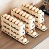 Fridge Egg Storage Box Four Tiers Automatic Rolling Large Capacity Space-Saving 30 Egg Organizer Refrigerator Side Door Egg Dispenser