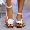 Summer New Flat Shoes Women's Fashion Round Head Preparation Open Toe Flower Soft Soled Non-slip Sandals
