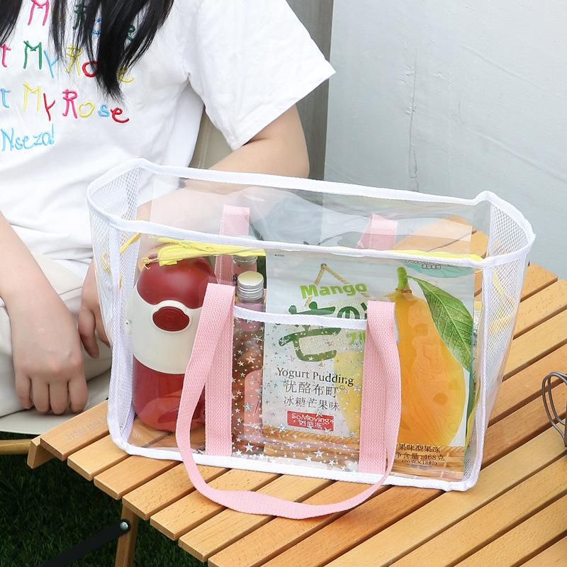 Women Handbag PVC Transparent Travel Bag Large Capacity Storage Bag Convenient Swimming Bag Outdoor Beach Bag Travel Tote