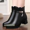 Fashion Women's Leather PU Ankle Boots Casual Autumn Winter Thick Elegant Woman Heeled Shoes Trend Platform Booties Shoes Korean Fashion