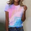 2025 Women's Street Trendy T-shirt Dreamy Star 3D Printed Short Sleeve Versatile Daily Casual Loose Round Neck Top Women's Wear