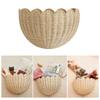 Handwoven Scalloped Basket Natural Rattan Hanging Decoration for Bedroom and Bathroom Wall Mounted Storage Solution