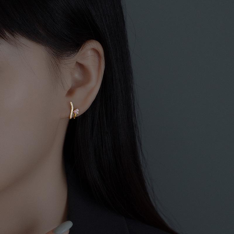 Banyan Tree S925 Silver U-Shape Diamond Luxury Earrings for Women - Korean Niche Cold Style