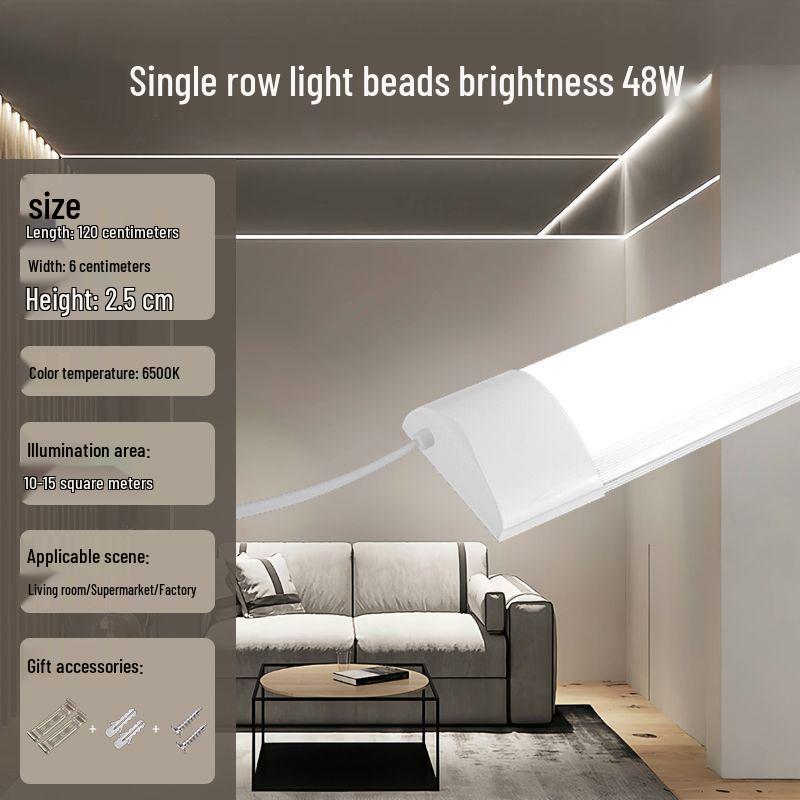 LED Super Bright Daylight Tube: Long Strip, Three-Proof Purification Light for Home, Office, and Mall Use
