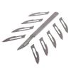 10pcs Carbon Steel Surgical Scalpel Blades Chisel PCB Dissecting Tool+1pc Handle